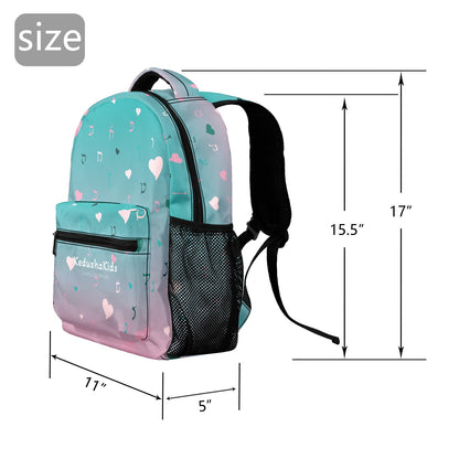 Pink Green Rashi Hearts Ambre Full Pattern 17-inch Casual Backpack