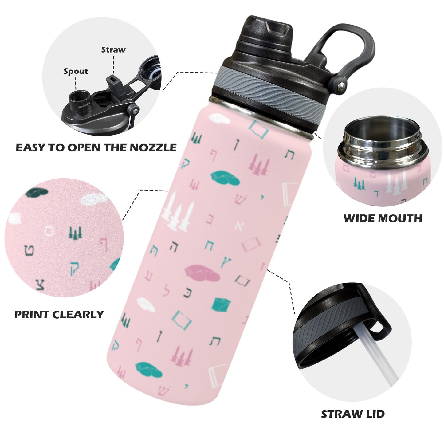 Mitzvah Girls in Pink | Jewish Girls Insulated Water Bottle 18oz