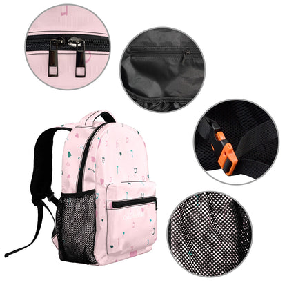 Pink Green Rashi Hearts Pastel Pink 17-inch Casual Backpack