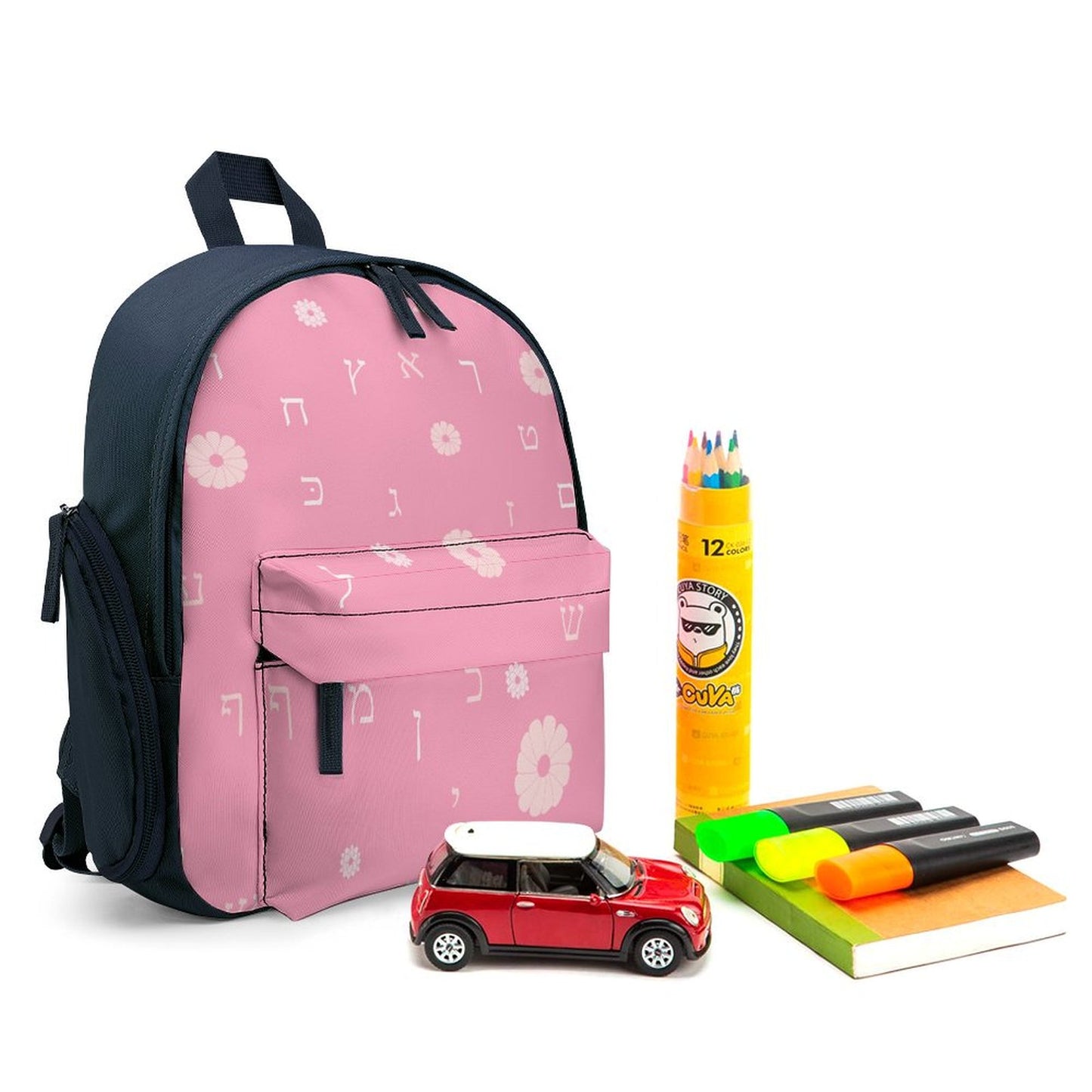 Pink Flowers Aleph Beis Toddler's Schoolbag