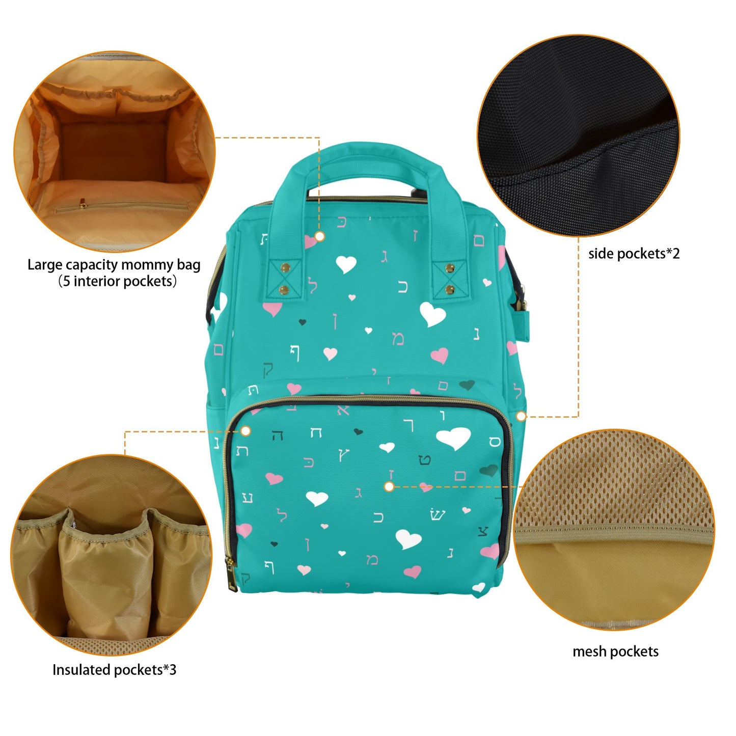 Ahava in Green Multi-Function Diaper Bag-New (Model 1688)