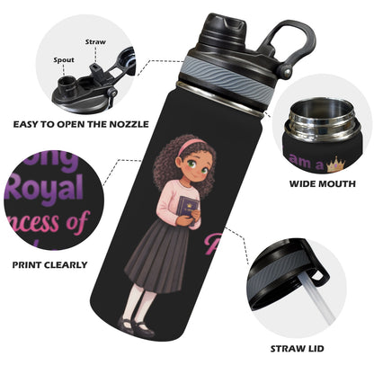 Princess of Hashem Insulated Water Bottle with Dual-Use Lid (18oz)