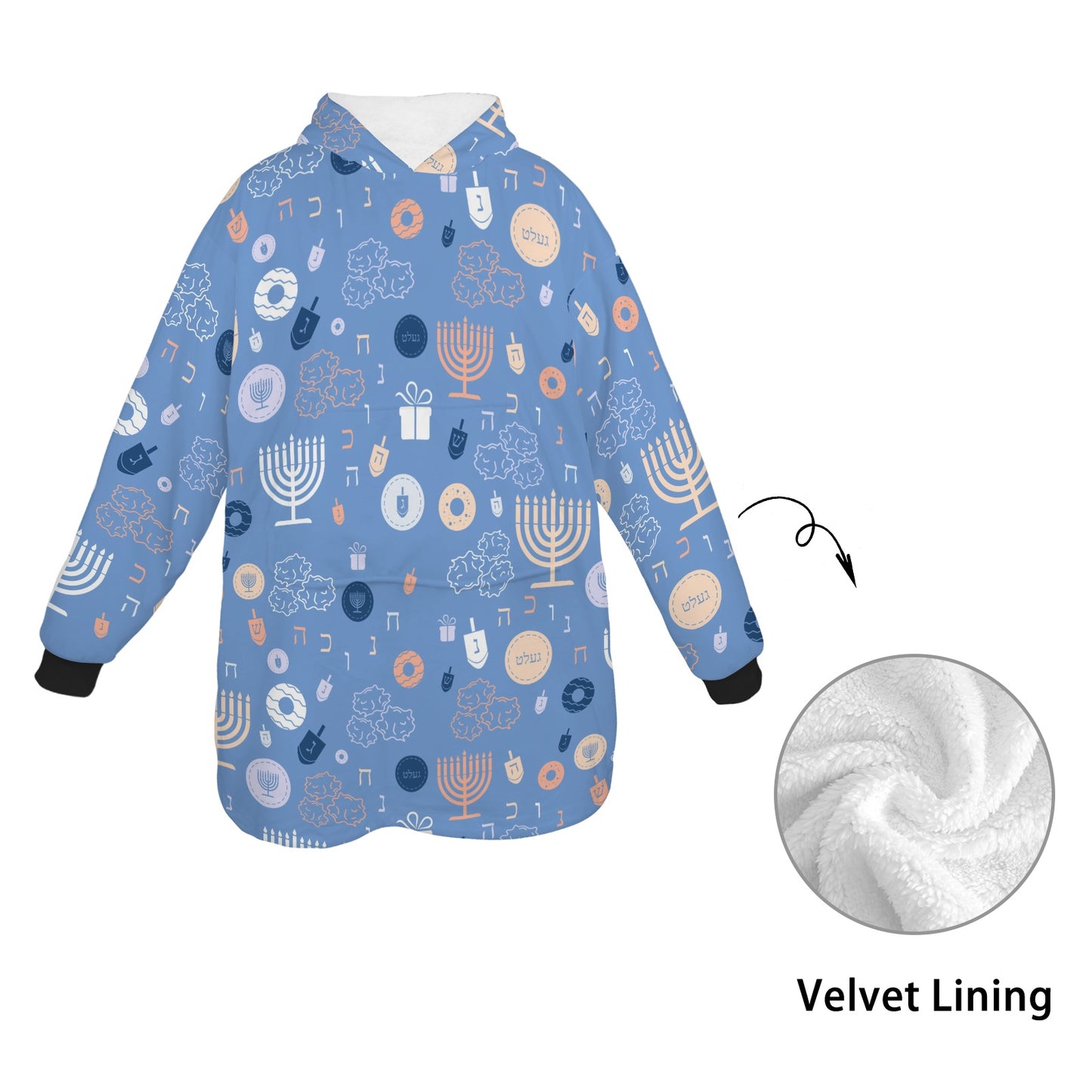 Blue Chanukah 5785 Blanket Hoodie for Little Kids (Model H67)
