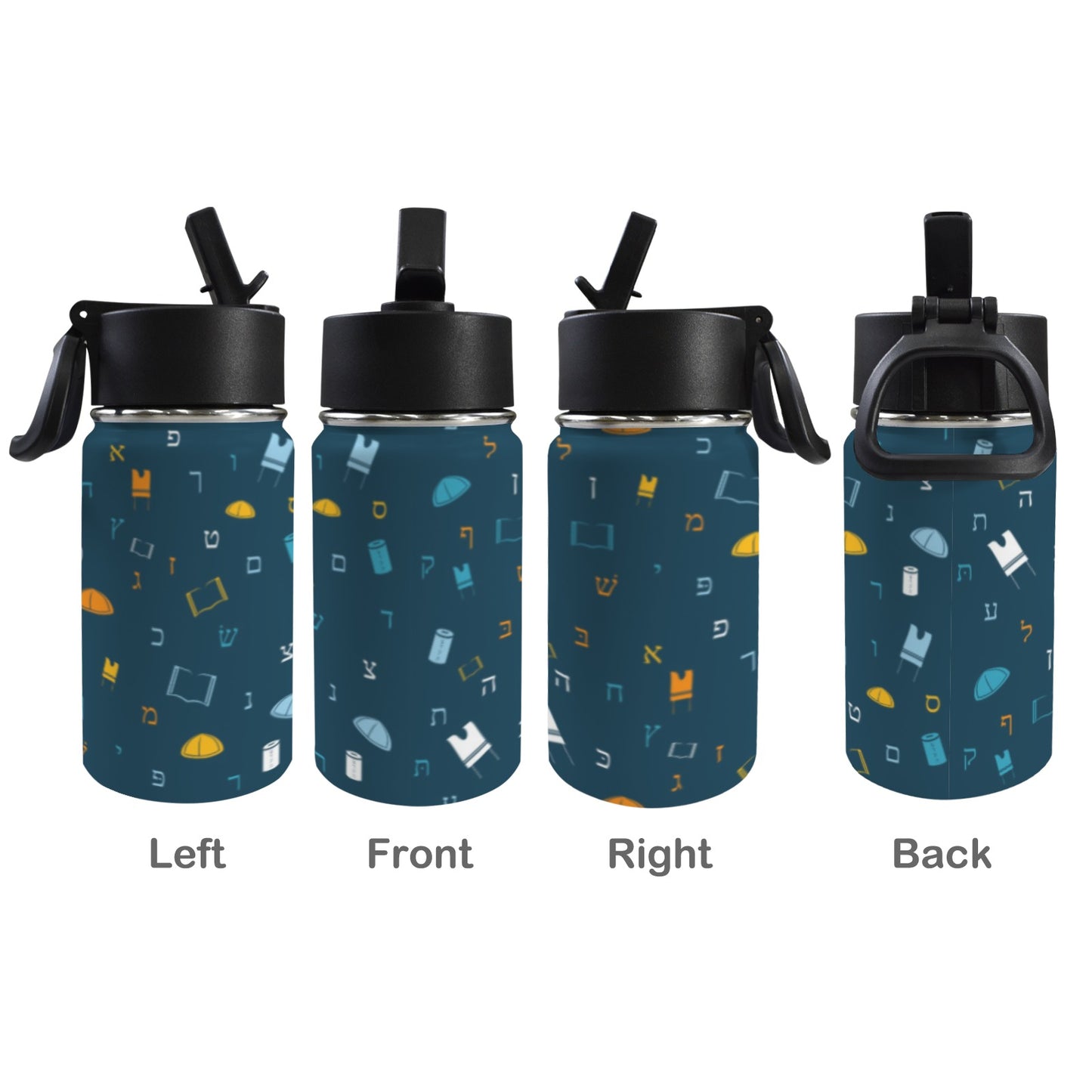 Mitzvah Boy Blue 12oz Toddlers Water Bottle with Straw Lid