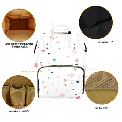 Ahava in White Multi-Function Diaper Bag-New (Model 1688)