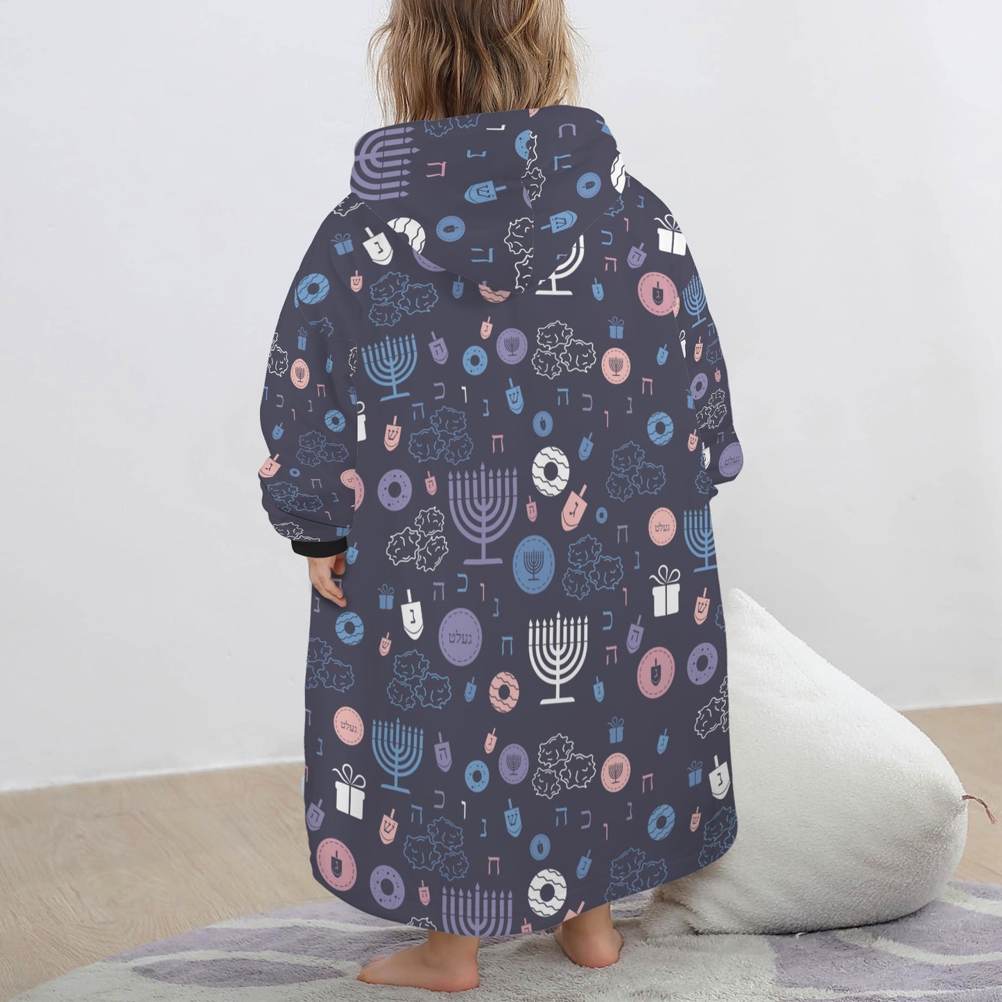 Warm Sunset Chanukah 5785 Blanket Hoodie for Little Kids (Model H67)