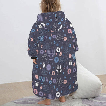 Warm Sunset Chanukah 5785 Blanket Hoodie for Little Kids (Model H67)