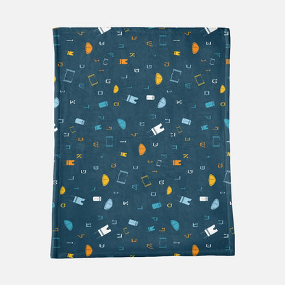Dark Blue Mitzvah Boy Minky Blanket - 30" x 40"