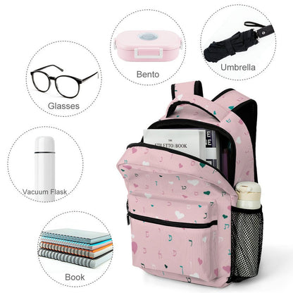 Pink Hearts Rashi Letters Children's Backpack