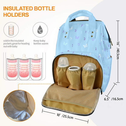 Letters in Flight - Sky Blue Multi-Function Diaper Bag-New (Model 1688)