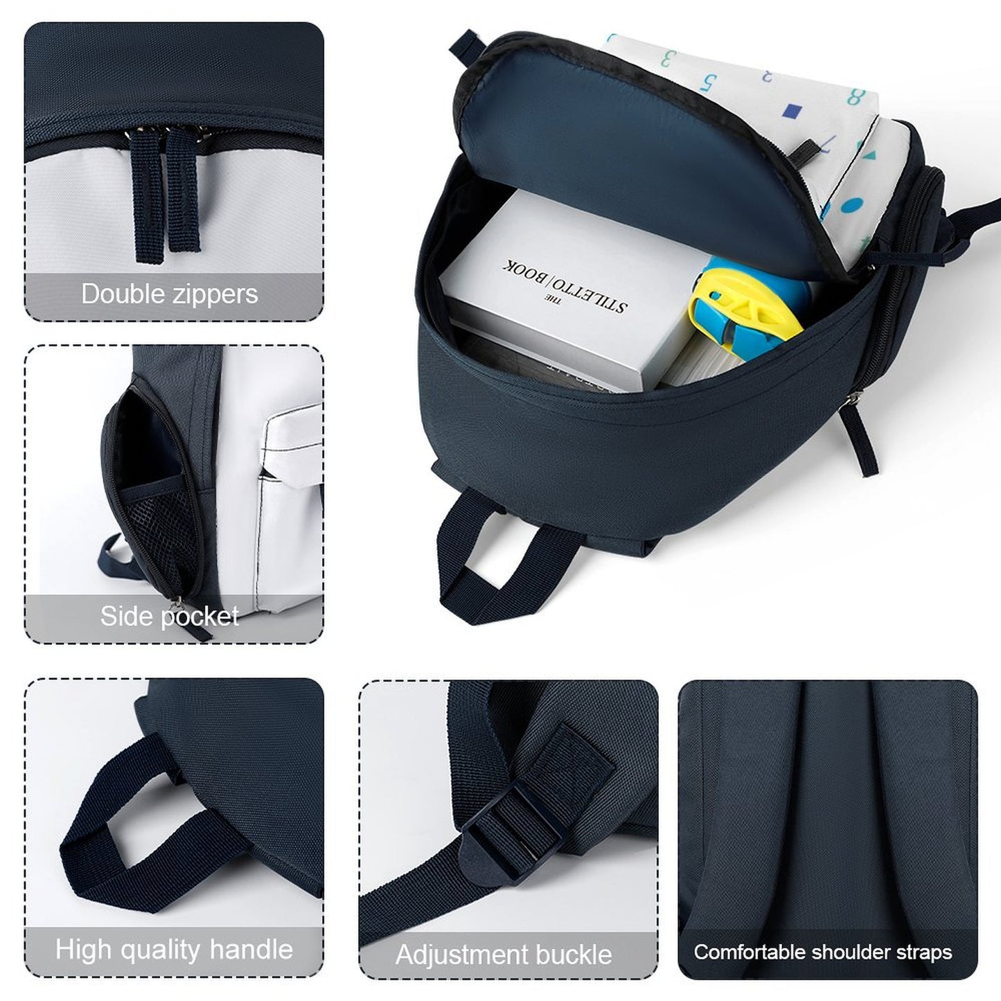 Numbers and Shapes White Toddler's Schoolbag