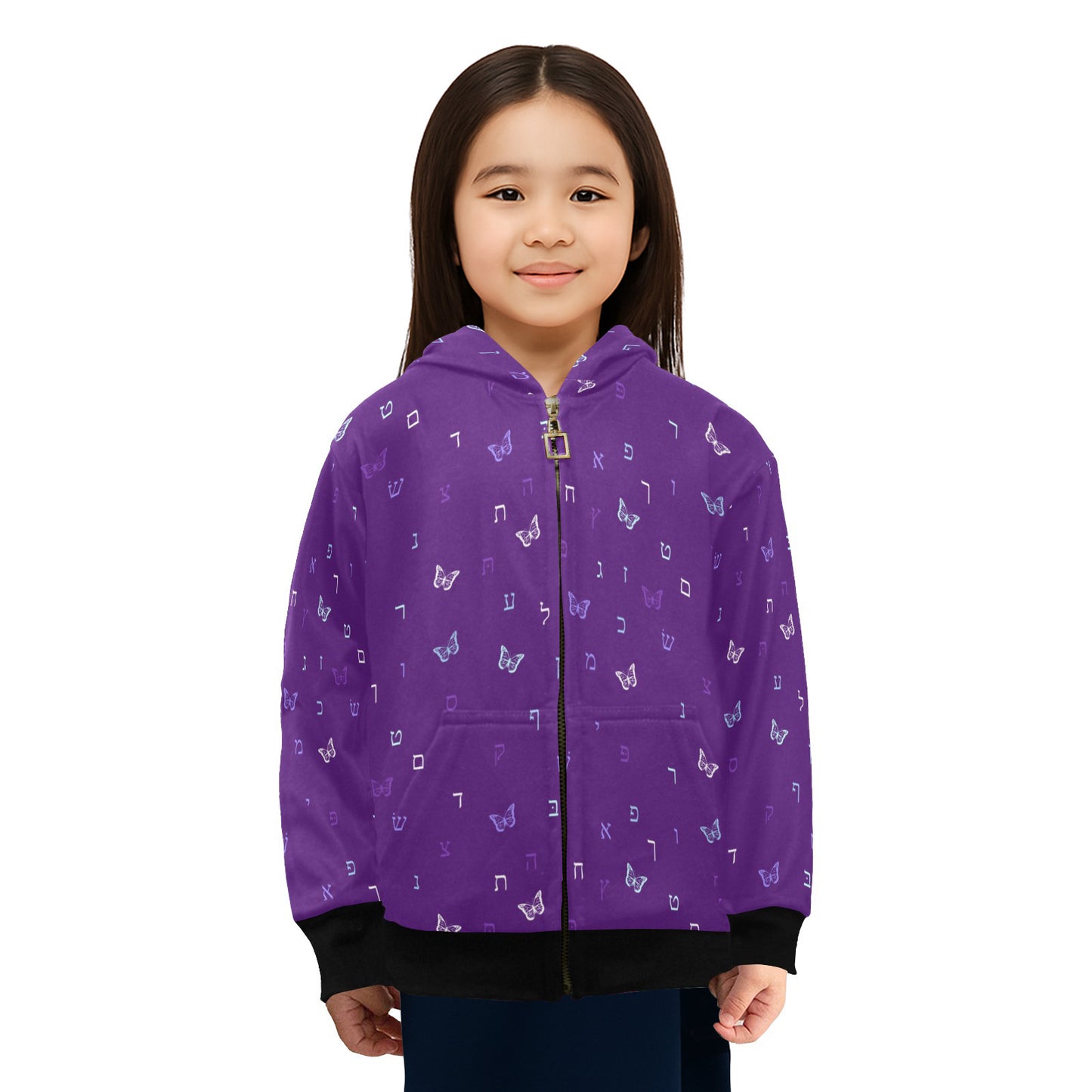 Purple Twilight Little Girls' Zip Up Hoodie (Model H58)