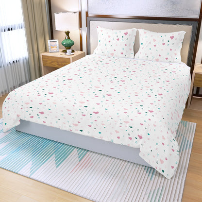 Pink Aleph Beis Hearts Three Piece Duvet Cover Set
