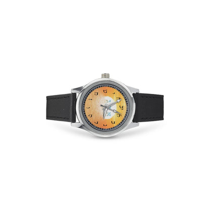 Sunrise Aleph Beis Gimmel Kid's Stainless Steel Leather Strap Watch